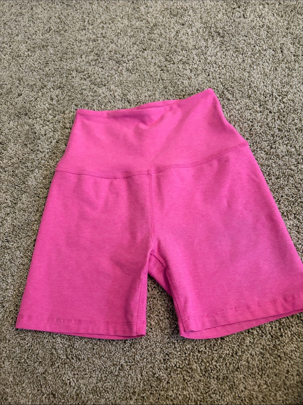 Beyond Yoga High-Rise Bright Pink Bike Shorts